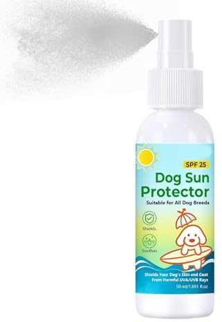 Hunde Sonnenblocker SPF 25 UV-Schutz Körperspray | 50 Milliliter Sonnenschutz Spray für Urlaub Ferien Roadtrip Hinterhof Park Wandern Camping