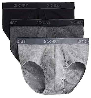 2(X)IST Lot de 3 Slips en Coton pour Homme, Noir/Gris/Anthracite chiné, XL
