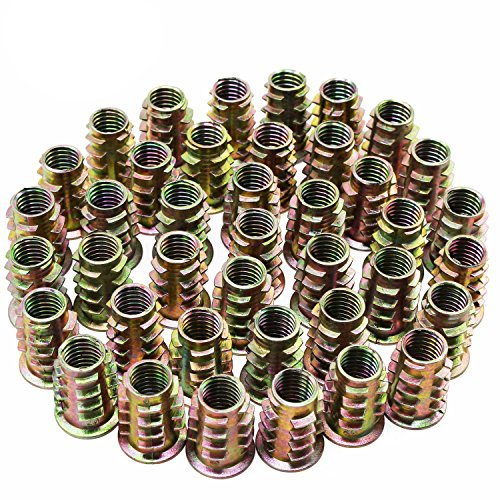 Hseamall 50 PZ M8 Dadi esagonali in lega di zinco con inserti filettati Inserti filettati per mobili in legno