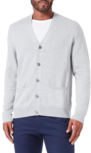 Amazon Essentials Men's V-Neck Cotton Cardigan Sweater, Light Grey Heather, XX-Large