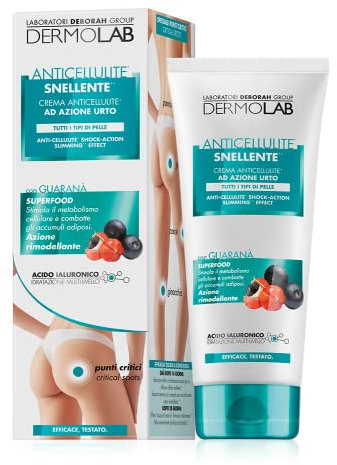 Dermolab - Crema Corpo Anticellulite Snellente ad Azione Urto, Effetto Idratante e Rassodante, con Centella Asiatica, Previene e Contrasta il Deposito di Grassi, Dermatologicamente Testato, 200 ml