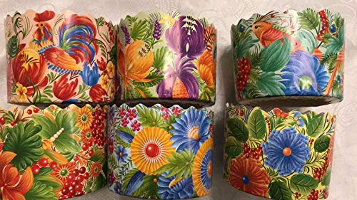 6pcs Baking Paper Molds for Easter Bread Cakes Panettone Paska Kulich (Petrikovka, 110 * 85 mm (Diameter*Height))