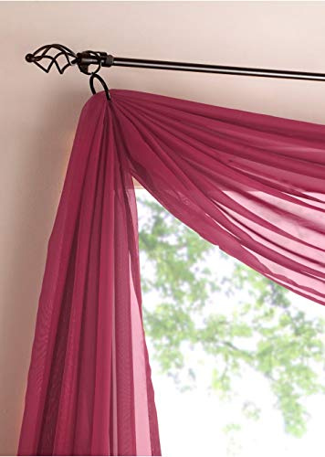 Yaland Voile Bogenvorhang Uni Querbehang HxB 300x140cm Rosa 1 Stück | Transparenter Hochzeitsvorhang Chiffon Freihandbogen einfarbig Wohnzimmer Gardinenschal Schalvorhang Bogenform