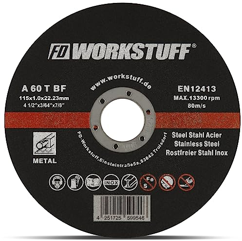 Dischi Flex professionali FD-Workstuff │ Confezione da 10 │ Diametro 115 mm, spessore 1 mm │ per Flex │ Taglio e smerigliatrice angolare │ Acciaio inox │ in lamiera di ferro