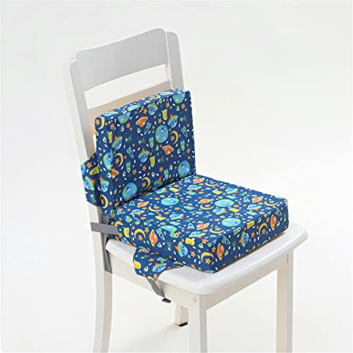 Kinder Sitzkissen Sitzerhöhung Stuhl Kind, Fansu Baby Cartoon Sitzkissen Quadratische Verstellbar Zerlegbar Kleinkinder Esszimmerstuhl ErhöHen Pad Esszimmer Boostersitze (Blaues Universum)