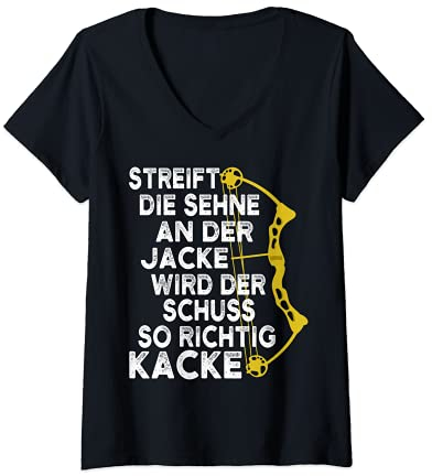 Damen Bogenschießen Shirt Für Bogensport & Bogenschützen T-Shirt mit V-Ausschnitt
