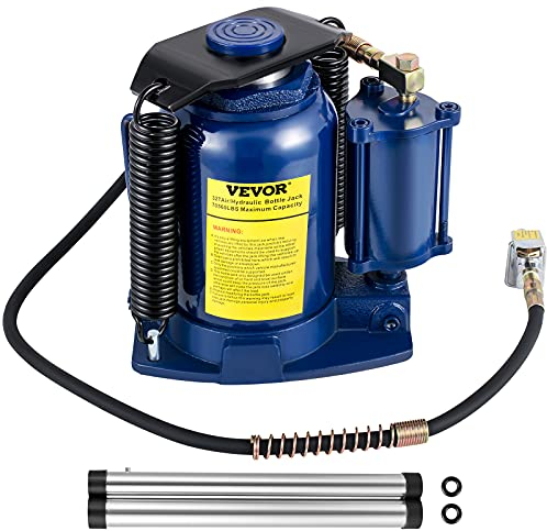 VEVOR Air Hydraulic Bottle Jack, 32 Ton/70550lbs Pneumatic Hydraulic Bottle Jack, Pneumatic/Manual Dual Operation High Lift Bottle Jack, with Manual Hand Pump for Heavy Duty Auto Truck RV Repair Lift