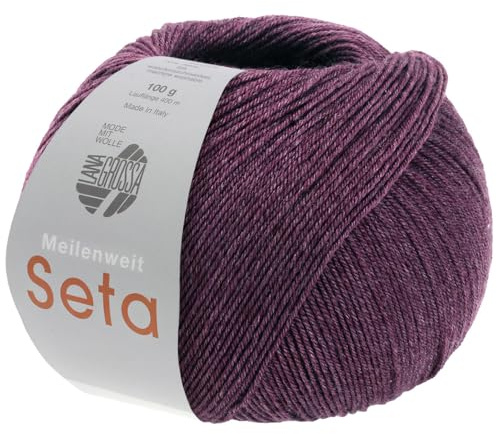 LANA GROSSA Meilenweit Seta Hilo para calcetines de alta calidad con porcentaje de seda, lavable a máquina, 55% lana virgen (merino), poliamida y seda, 100 g para tejer y ganchillo, hilo de 400 m