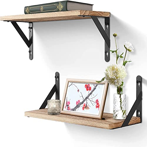 Uten Floating Shelves 2PCS, Wall Mounted Shelf, Wooden Kitchen Shelves Set with Spirit Level for Bedroom, Bathroom, Living Room, Kitchen Storage, Office, Max Load 30kg/66Ibs