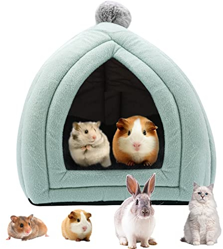 Cuccia Criceto per Piccoli Animali,Casa invernale per piccoli animali domestici Letto,Letto di porcellino d'India,Casetta per Conigli Invernale con Cuscino Sfoderabile per piccoli animali Green