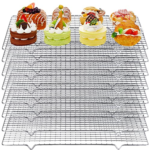 meekoo 8 Pieces Cooling Rack for Baking Cookie Cooling Wire Racks 16 x 10 Inches Cookie Rack Nonstick Baking and Cooling Grid for Cooking, Roasting, Grilling, Drying, Oven and Dishwasher Safe