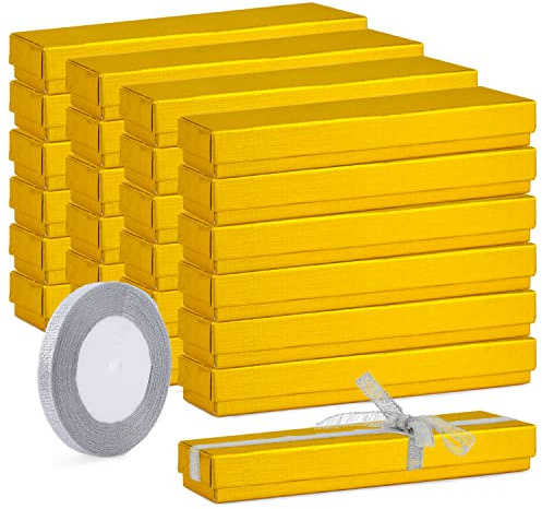 24-teiliges Geschenkbox-Set, Glitzerkarton, Schmuck, Halskette, Geschenkboxen, Baumwollfüllung, Karton, Papier, Schmuckkästchen, Geschenketuis für Hochzeit, Verlobung, Jubiläen, Weihnachten, 8,5 x