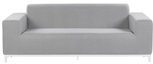 Gartensofa Stoff grau mit Metallgestell weiß Outdoor & Indoor Modern Rovigo