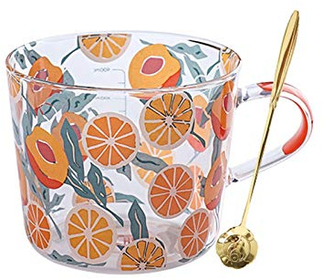 Vasos/Vasos de Agua Tazas de café de cristal, gran boca grande Mocha Bebida caliente Tazas, tazas de café espresso con mango, perfecto for latte, capuchino, chocolate caliente, té y jugo Copas de Agua