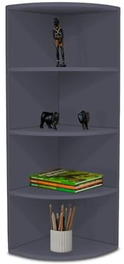 Coemo Eckregal Corner 120, 40x40x120 cm, Anthrazit, Bücherregal 4 Fächer | Eckregal stehend, aus Holz schmal, Eckwandregal, das Regal für die Ecke, Nützliches geordnet aufbewahren