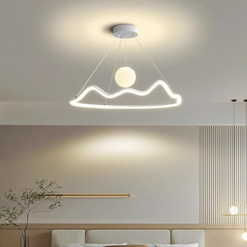 Bellastein LED Pendelleuchte Esstisch Moderner Minimalismus Kronleuchter Wohnzimmer Esszimmer Licht Rund Ring-Pendelleuchte Schlafzimmer Leuchten (weiß, 60cm)