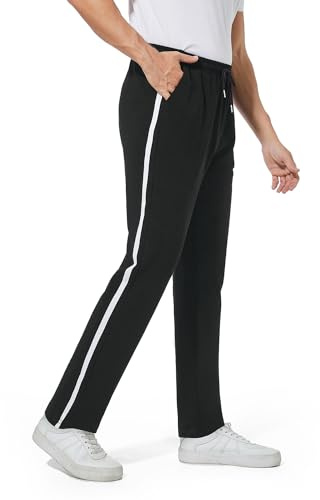 FGFD&OU Pantaloni Sportivi Uomo in Cotone Pantaloni da Jogging Palestra Joggers Pantaloni Slim Fit con Elastico Pantaloni Lunghi da Tuta per Running Fitness (Nero, XL)