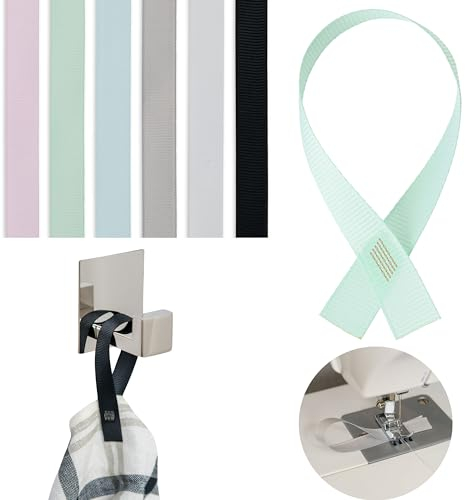 Handtuchaufhänger zum Annähen, 24 Stück, 180 x 12 mm Schlaufen, sechs Farben Set, Aufhänger Halter für Geschirrhandtuch, Bad Handtuch, Lappen, Tuch, Dekoartikel, Camping Zubehör, Handtuchhalterung