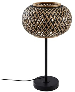 Lindby Tischlampe Nerys (Landhaus, Vintage Rustikal) aus Holz (1 flammig E27) - Tischleuchte Schreibtischlampe Nachttischlampe Wohnzimmerleuchte