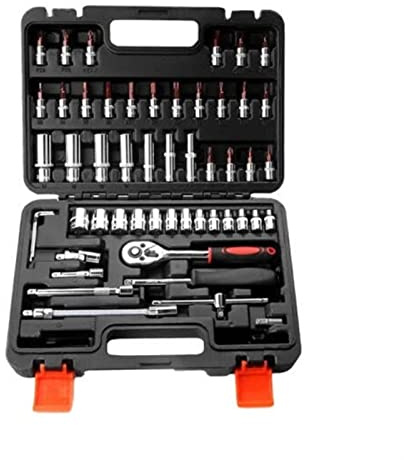 General Household Tool Kit 53-Piece 1/4 Socket Set for Home Car Automobile Bike Mechanic Projects Repair Household Garage Trunk with Toolbox Stor Compact Tool Set