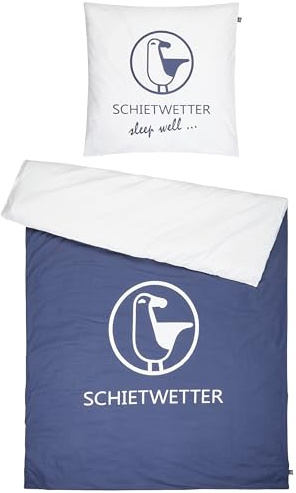 SCHIETWETTER Accessoire Bettwäsche Möwe 135x200, 2teilig Bettbezug, Kissenbezug, Bettwäsche-Set, maritimer Wendebezug, 100% Baumwolle Navy OS