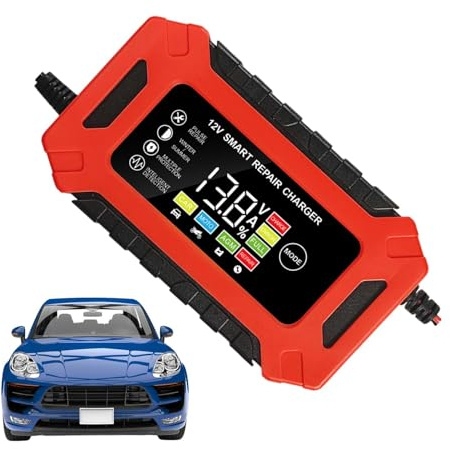 Chargeur de batterie intelligent 12 V – Mainteneur de batterie 6 A entièrement automatique avec compensation de température | Chargeur à régime lent pour moto, voiture, tondeuse à gazon, bateau |