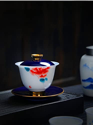 Juego de té de cerámica, tazón de cerámica, Infusor de té de sopera China, juego de té, juegos de té for adultos, Sopera moderna con Infusor de té(Bowl With Peony Cover)