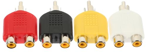 HOMSFOU Adaptateur Audio en y 4 Pièces pour Home Cinéma Séparation Signal, Connecteurs Doubles Femelles vers Mâle, Compatible Caisson De Basses, Câble AV Noir, Jaune, Rouge, Blanc