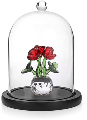 JUXYES Glass Display Dome Cloche with Black Wood Base, Clear Glass Dome Cloche Bell Sphere Jar Snow Globe Kit, Dustproof Snowglobe Cloche Bell Jar Display for Fairy Light Plant Collectible Figure