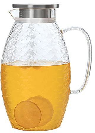 CWCQGH Théière en Verre Haute capacité en Forme d'écailles de Poisson, pichet à Eau, théière, Bouilloire, Limonade, résistante à la Chaleur, antidéflagrante, chauffante