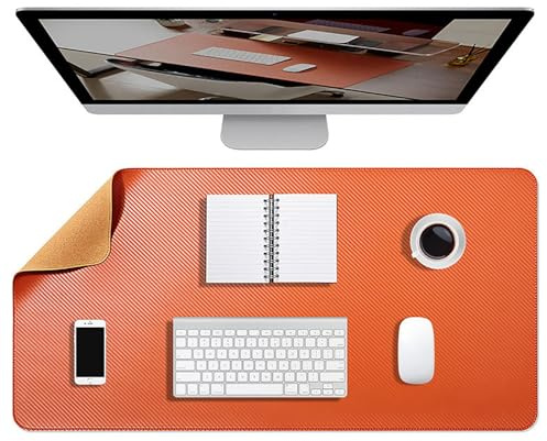 Doppelseitiges Kork Schreibtischunterlage, 100x50cm Großes Schreibtisch Unterlage, Rutschfeste wasserdichte Büro Mousepad aus PU-Leder für die Arbeit zu Hause(Black,100x50cm)