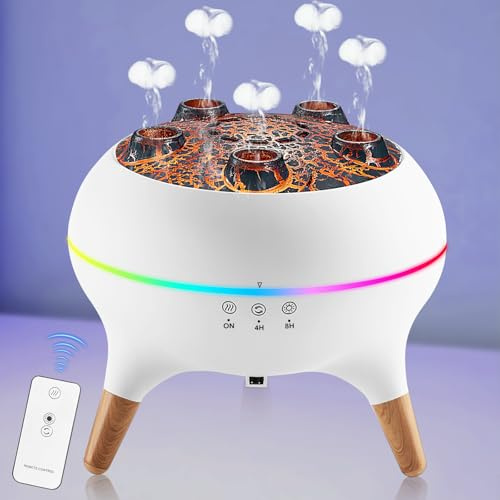 Jellyfish Diffuser, Aroma Diffuser mit LED Dynamischer Quallen, 250ML Leiser Aromatherapie Luftbefeuchter mit Quallen-Nebelring, 7 Farben Lampe mit Fernbedienung, Luftdiffusor Duftöle, 4/8H Timer