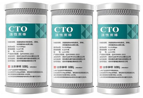 Filtre à eau en bloc de charbon CTO 2,5 x 5, 3 cartouches de remplacement, pour systèmes de filtration de 5 pouces pour toute la maison