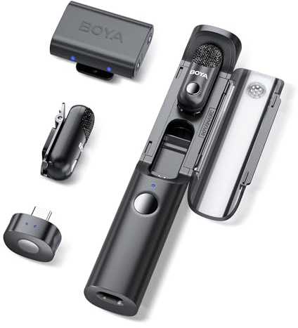 BOYA Magic-03 Micrófono Solapa inalámbrico USB-C para iPhone 15/16, Android, PC, cámara, 48 kHz/24 bits, 30 Horas, micrófono de Solapa Mini para entrevistas, Vlogs, TikTok, grabaciones de Youtube