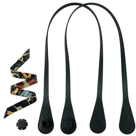 FUPOHUA Schulterriemen aus Leder für Taschen, 2pcs 86cm Schultertaschenriemen Mit Drehbarer Augenschraube Ersatz Für Taschenriemen, Schultergurt für Obag aus Leder für Damen Taschen - Schwarz