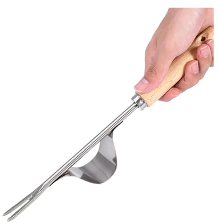 LZHAOHE Outil de désherbage portable, extracteur de mauvaises herbes à 3 griffes avec poignée en bois pour jardin et pelouse, arrache-racines pour le contrôle des pissenlits et des mauvaises herbes