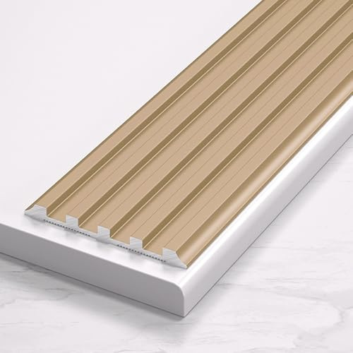HOUKOIKBUG Profilo Paragradino in Alluminio Profilo per Bordi Scale, Profilo di Protezione per Bordi Scale, Impermeabile, per Case, Scuole, Ospedali(Titanium Gold)