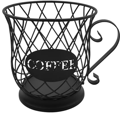Kaffeekapsel-Aufbewahrungskorb, Kapselhalter für 35 K Tassen-Organizer, große Kapazität, Kaffeekapsel-Organizer, Korb-Dekor für Bar, Arbeitsplatte (Black)