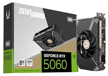 ZOTAC ZT-B50600G-10A Gaming GeForce RTX 5060 Solo DLSS 4 8GB GDDR7 Tarjeta gráfica de 128 bits de 28 Gbps, PCIE 5.0 para Videojuegos, Tarjeta SFF-Ready ultracompacta