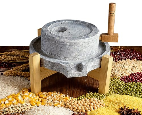 Mulino A Pietra Per Cereali,Macchina Del Mulino Per Pasta Alimentare Con Cornice In Legno,Per Grano,Fagioli E Orzo,Macina A Secco E Umido(9.8x13.8in)