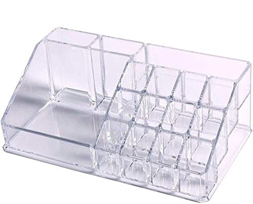 Vetrineinrete® Organizer portatrucchi per trucchi e pennelli scatola trasparente con diversi scomparti organizzatore per cosmetici espositore grande e piccolo (Grande) D32