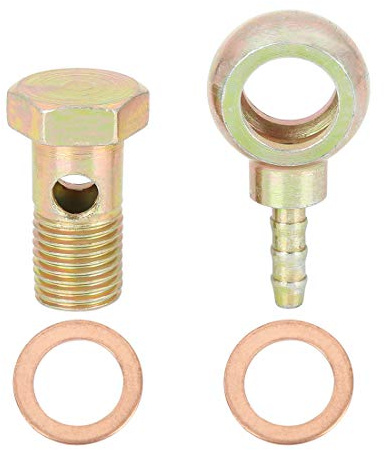 X AUTOHAUX Banjo Schlauch Bolzen Fitting 14mm Metall Für Motorrad Auto | Gewindedurchmesser M14x1.5, Barb Außendurchmesser 5mm, Lieferumfang 1 Set, Für Bremssystem, Hochpräzise CNC-Bearbeitung