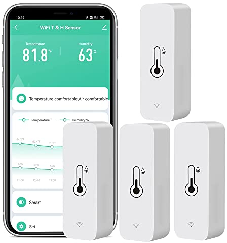 Confezione da 4 sensori di umidità WiFi: monitor di temperatura senza fili con notifica app, esportazione di memoria dati gratuita, igrometro interno intelligente