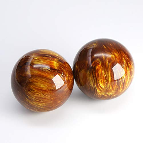 1 Pair Natural Resin Synthetic Golden Black Coral Sea Willow Beeswax Healing Handball Ball 50mm,Sea Willow