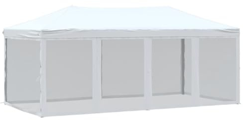 vidaXL Carpa para Fiestas Plegable con Paredes Laterales Pabellón de Eventos Tienda Cenador Jardín Patio Exterior Camping Acampadas Blanca 3x6 m