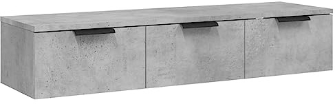vidaXL Armario de Pared Mueble Aparador Almacenaje Cajones Colgante para TV Estante Flotante Salón Decoración Madera Contrachapada Gris Hormigón