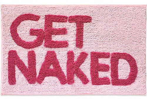 New Mungo Get Naked Bath Mat Pink - Hot Pink Bathroom Rug, 31 x 20
