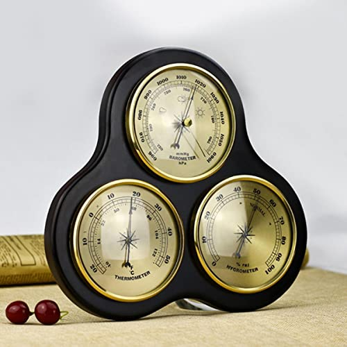 RUNLAIKEJI Traditionelle 3-in-1-Wetterstation, Barometer mit Thermometer und Hygrometer, multifunktionales Barometer für zu Hause, hängendes Wetterbarometer, geeignet für den Innen- und Außenbereich