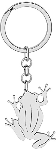 DALANE Acier Inoxydable Mignon Porte-clés Frog Cadeaux pour Femmes Filles Drôle Grenouille Voiture Porte-clés Portefeuille Accessoires (Plaqué Argent)