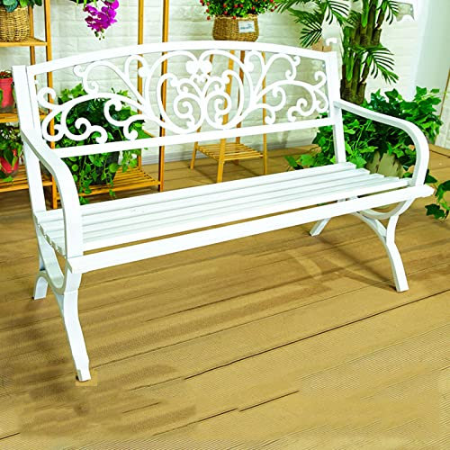 ZMYJTO Gartenbank für den Außenbereich, Parkbank, Stahlrahmenbank mit Kissen, Terrassensessel, wetterfeste Veranda, Sofamöbel, ideal für Garten, Rasen, Pool
